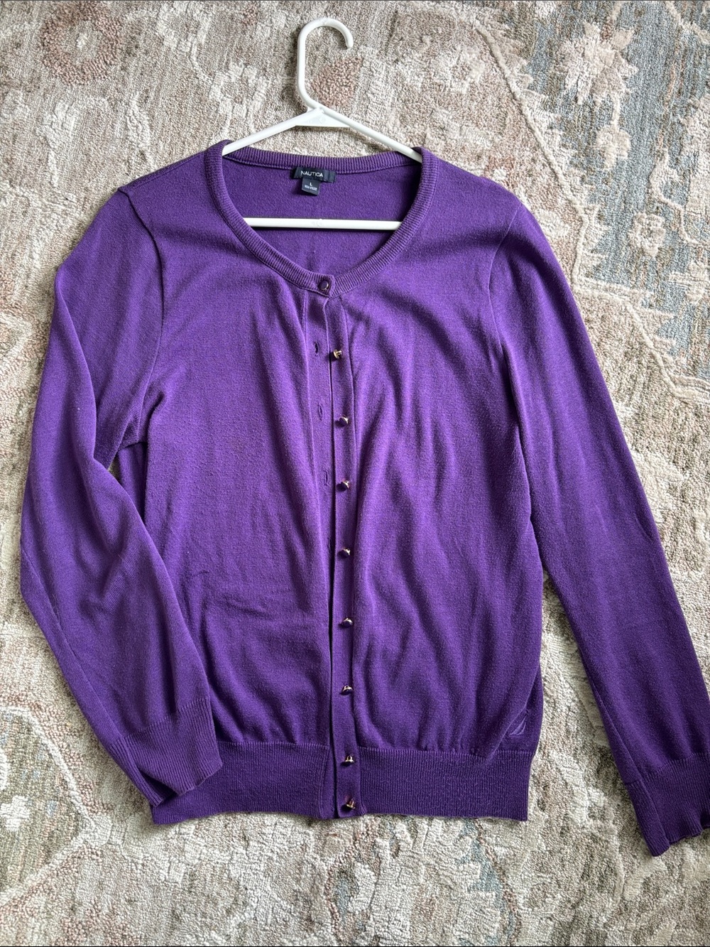 Nautica Women's Purple Button-Front Cardigan